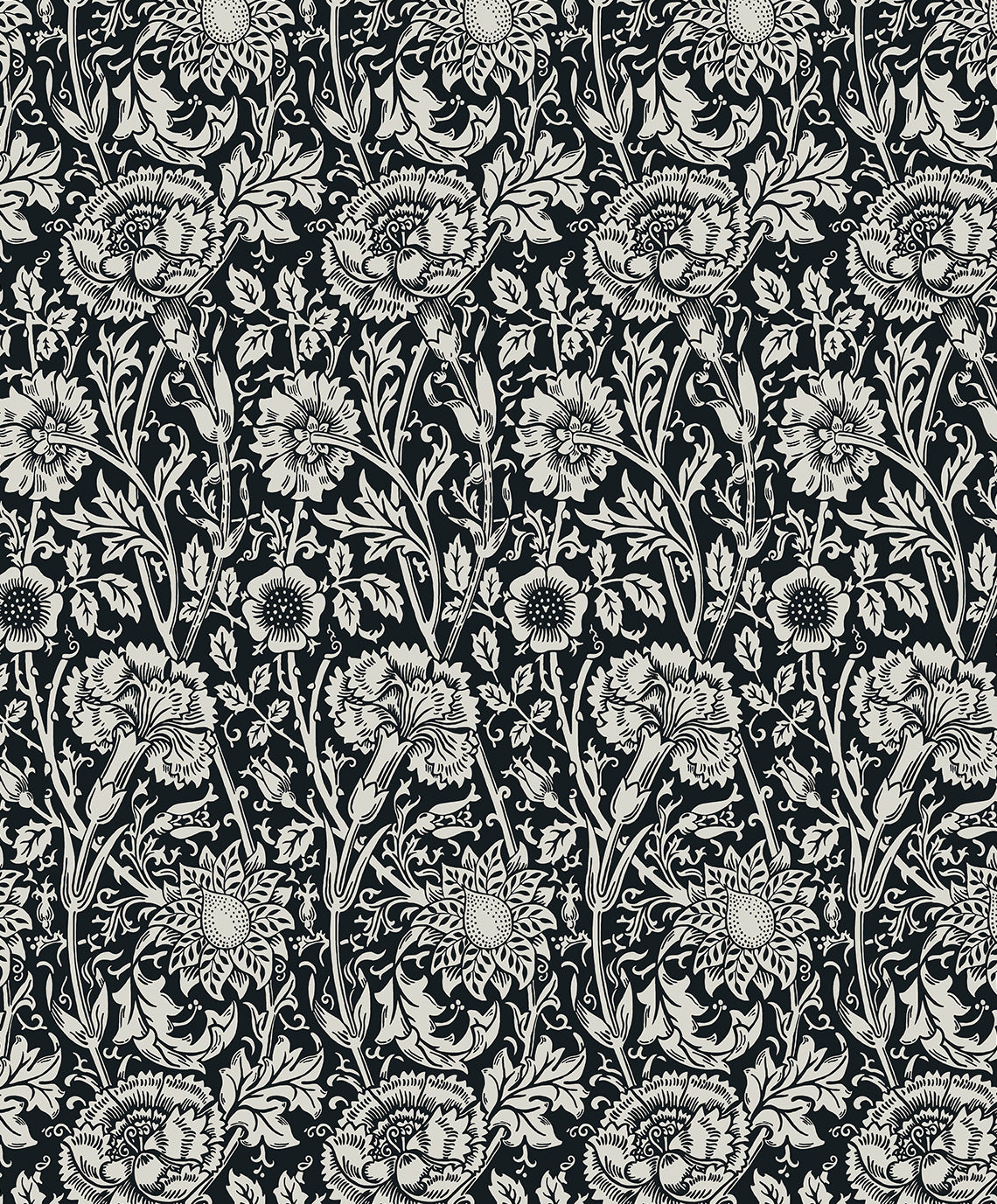ET12500 Etten Studios Legacy Prints Wallpaper Tonal Floral Trail Ebony