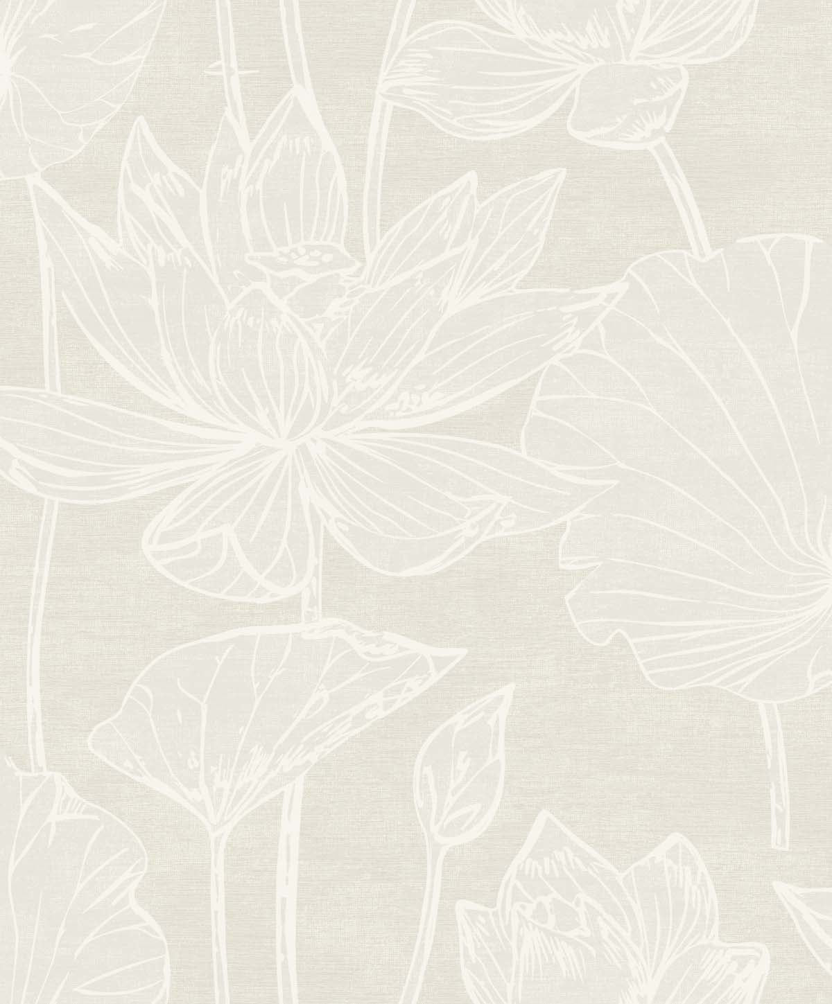 EW12005 Seabrook Designs White Heron Wallpaper Water Lilies Pearlescent