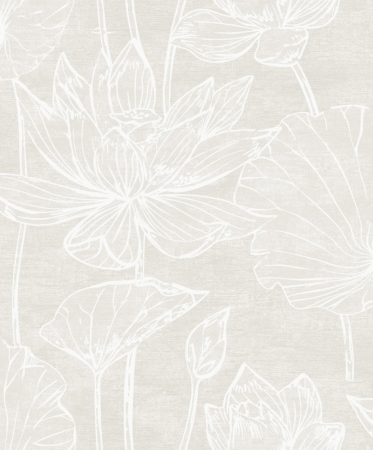 EW12007 Seabrook Designs White Heron Wallpaper Water Lilies Antique Pearl