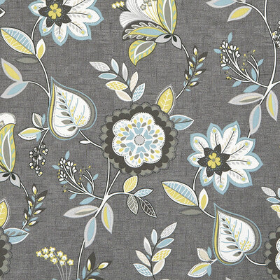 F1066/01-CAC OCTAVIA CHARCOAL/CHARTREUSE CLARKE AND CLARKE Fabrics Drapery Upholstery