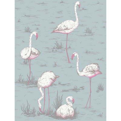 F111/3010L-CS FLAMINGOS COT/LIN PRINT WHT/FUCH ON SFOAM COLE & SON Fabrics Drapery Upholstery