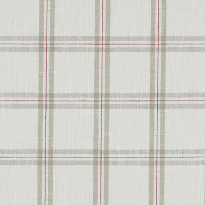 F1124/06-CAC KELMSCOTT RASPBERRY/LINEN CLARKE AND CLARKE Fabrics Drapery Upholstery