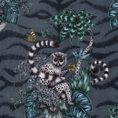 F1211/01-CAC LEMUR VELVET NAVY CLARKE AND CLARKE Fabrics Drapery Upholstery