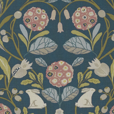 F1314/06-CAC FORESTER TEAL/BLUSH CLARKE AND CLARKE Fabrics Drapery Upholstery