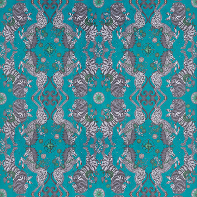 F1474/03-CAC CASPIAN VELVET TEAL CLARKE AND CLARKE Fabrics Drapery Upholstery