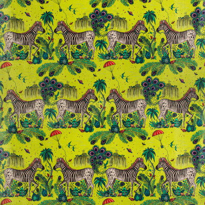 F1477/01-CAC LOST WORLD VELVET LIME CLARKE AND CLARKE Fabrics Drapery Upholstery