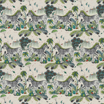 F1491/01-CAC LOST WORLD LINEN GREEN CLARKE AND CLARKE Fabrics Drapery Upholstery