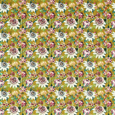 F1520/03-CAC PARADISE OCHRE VELVET CLARKE AND CLARKE Fabrics Drapery Upholstery