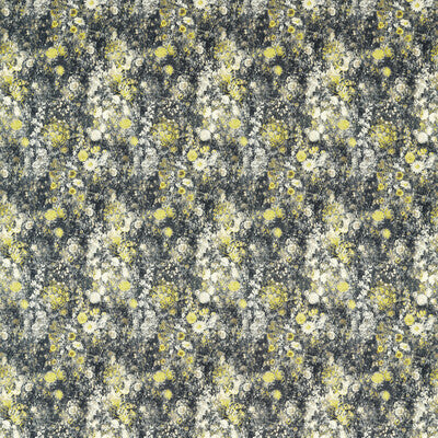 F1539/01-CAC ROSEDENE CHARCOAL/CHARTREUSE CLARKE AND CLARKE Fabrics Drapery Upholstery
