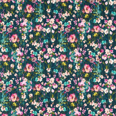 F1575/01-CAC WILD MEADOW KINGFISHER VELVET CLARKE AND CLARKE Fabrics Drapery Upholstery