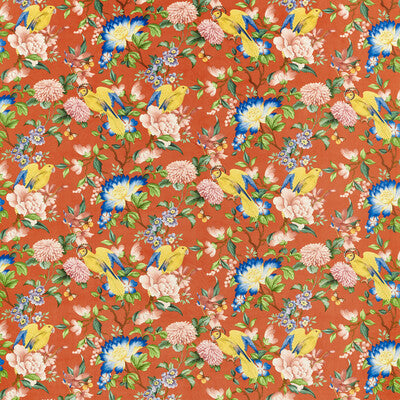 F1586/01-CAC GOLDEN PARROT CORAL VELVET CLARKE AND CLARKE Fabrics Drapery Upholstery