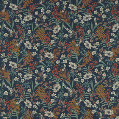 F1648/03-CAC HAZELBURY LINEN MIDNIGHT/SPICE CLARKE AND CLARKE Fabrics Drapery Upholstery