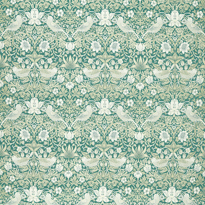 F1746/06-CAC STRAWBERRY THIEF JACQUARD TEAL CLARKE AND CLARKE DRAPERY