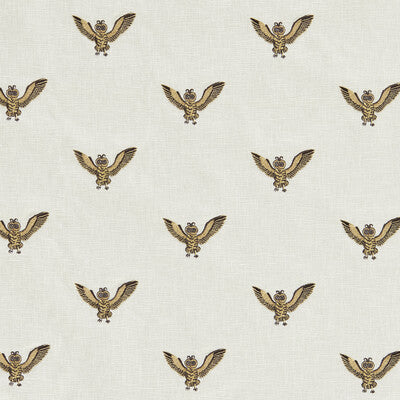 F1755/01-CAC OWL OF ATHENA GOLD EMBROIDERY CLARKE AND CLARKE UPHOLSTERY