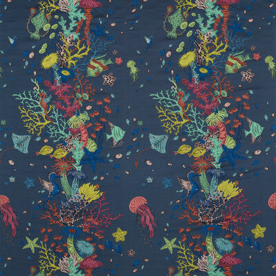 F1761/01-CAC SEAFOREST JACQUARD NAVY CLARKE AND CLARKE DRAPERY