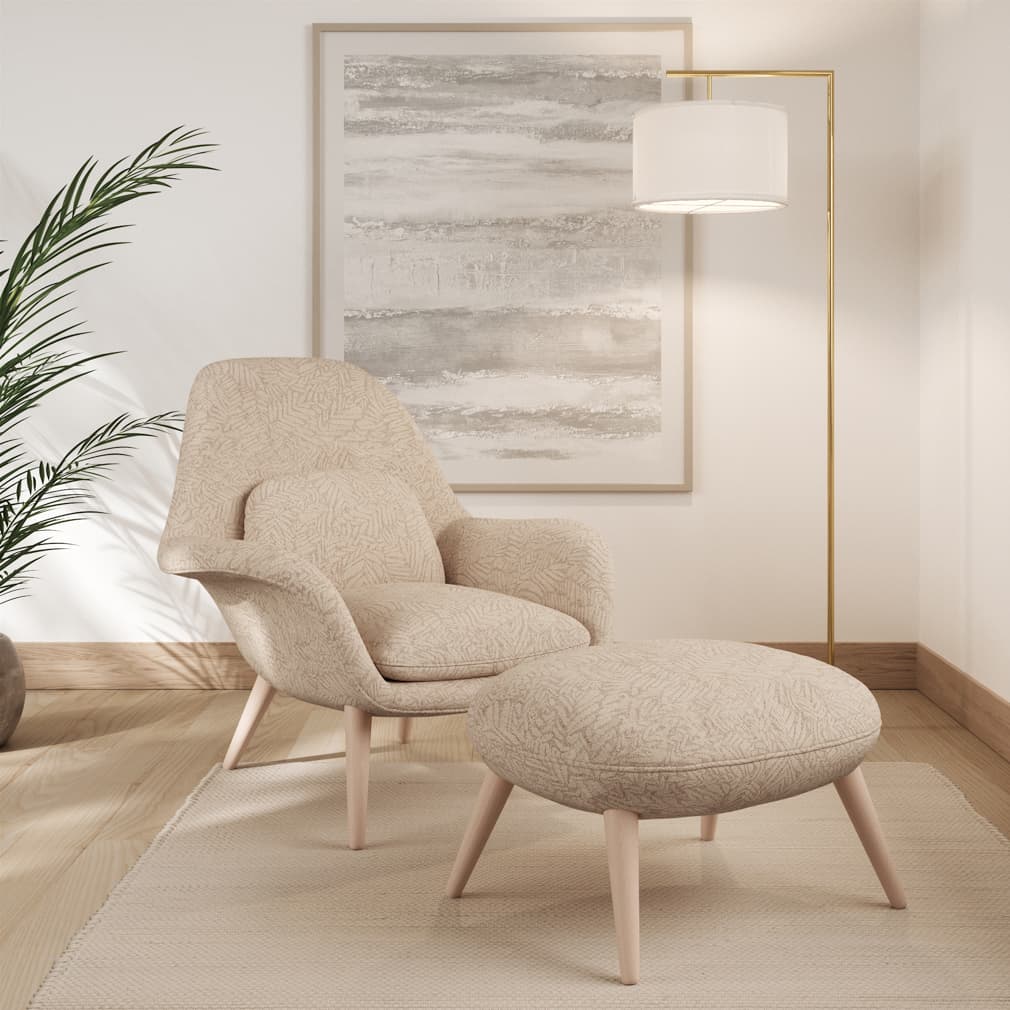 F300-167 Abstract & Geometric,Leaves nan Beige & Taupe Performance Colors