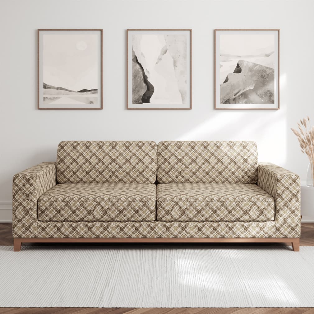F300-169 Abstract & Geometric,Plaid & Check nan Beige & Taupe,Brown Performance Colors