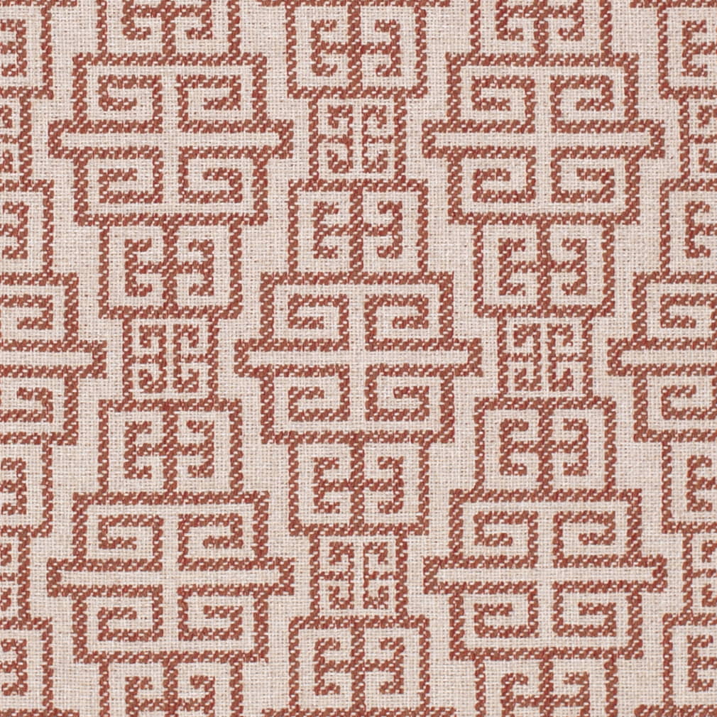 F300-258 Abstract & Geometric,Greek Key Orange & Rust Charlotte Fabrics Woven Patterns