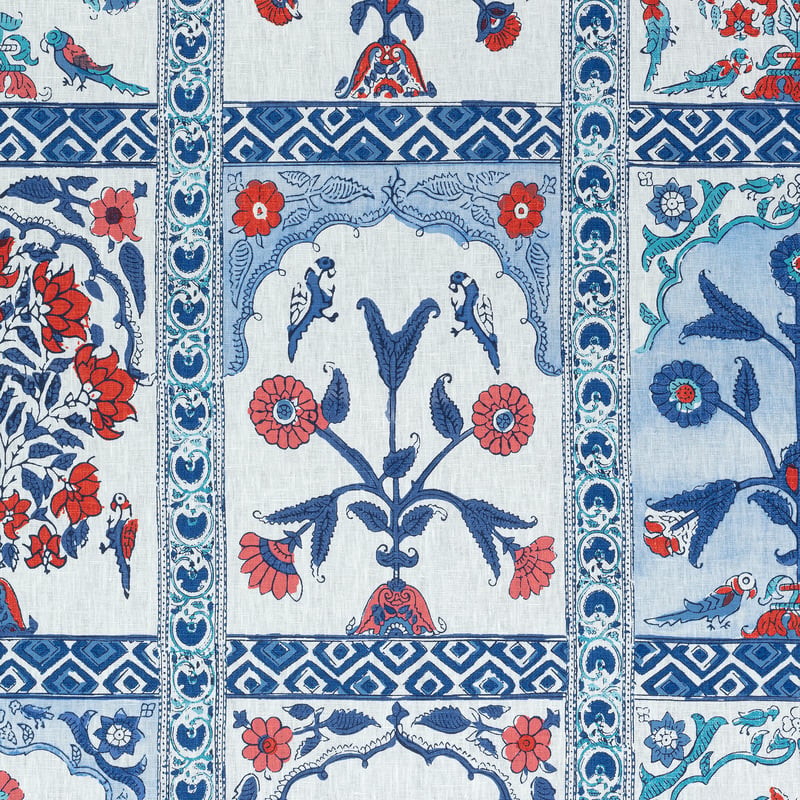 F910631 Thibaut Coral and Blue Fabric
