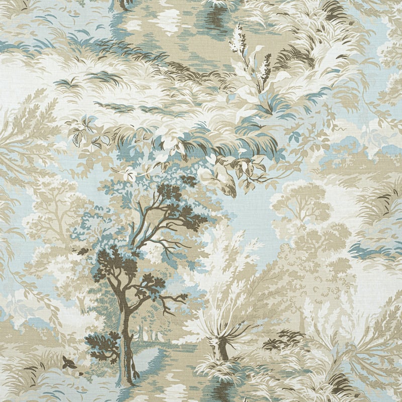 F910865 Thibaut Beige and Spa Blue Fabric