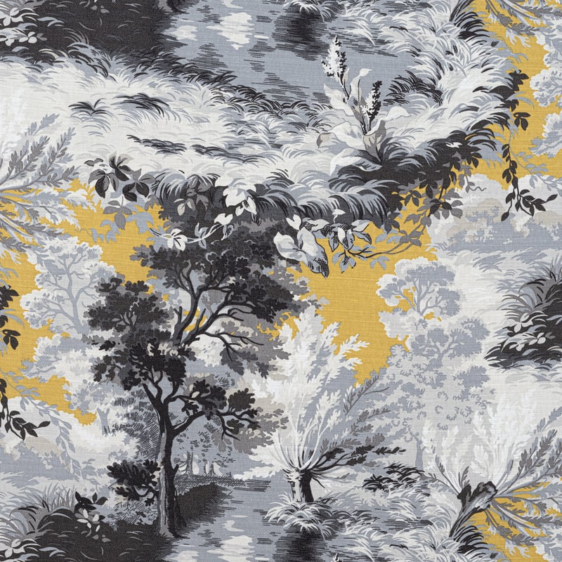 F910869 Thibaut Yellow and Grey Fabric