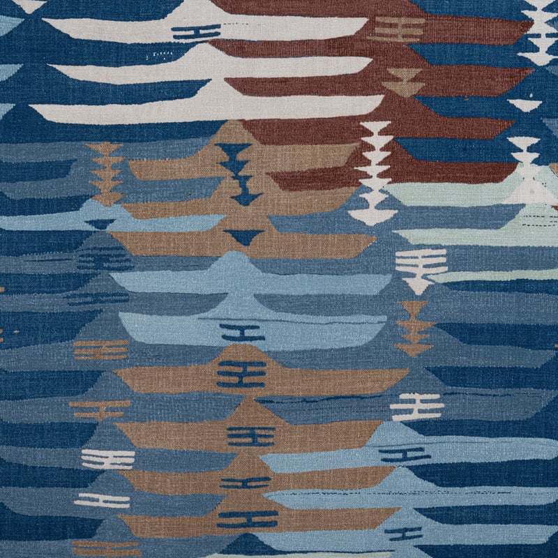F913210 Thibaut Navy and Brown Fabric