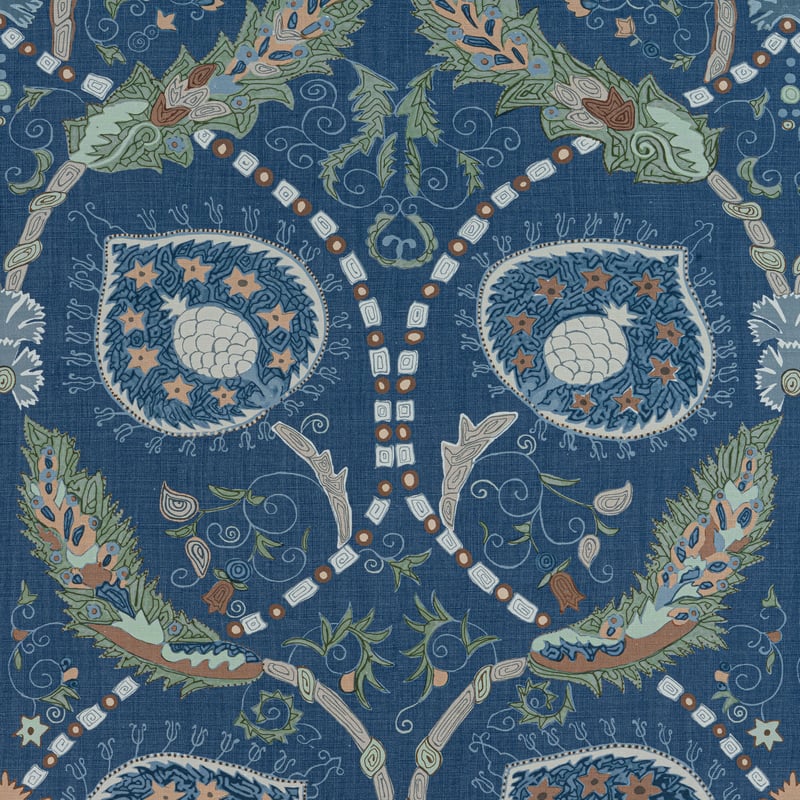 F913217 Thibaut Navy and Teal Fabric