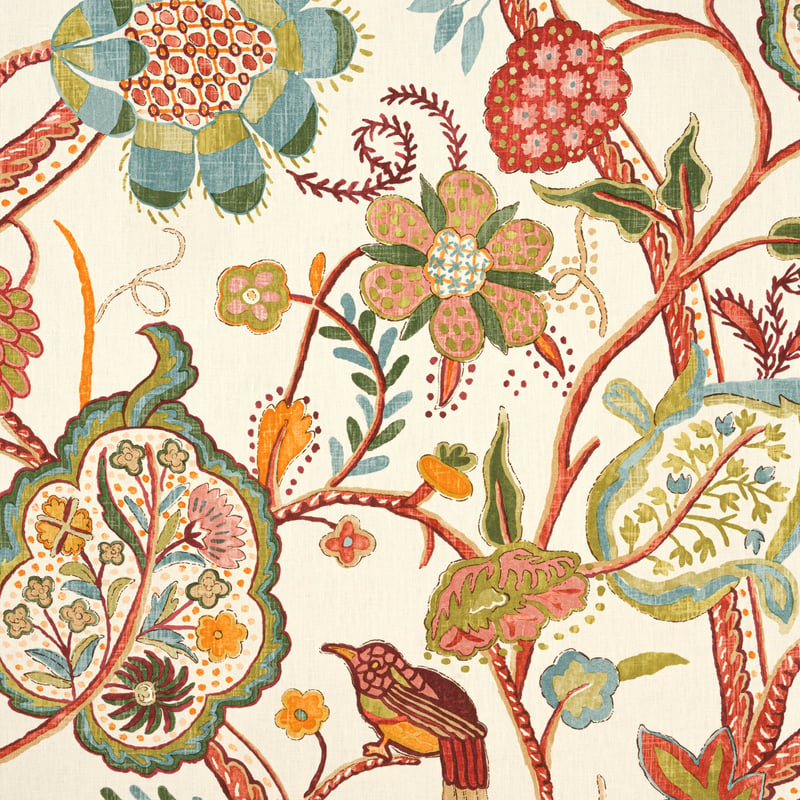 F914305 Thibaut Cream and Red Fabric
