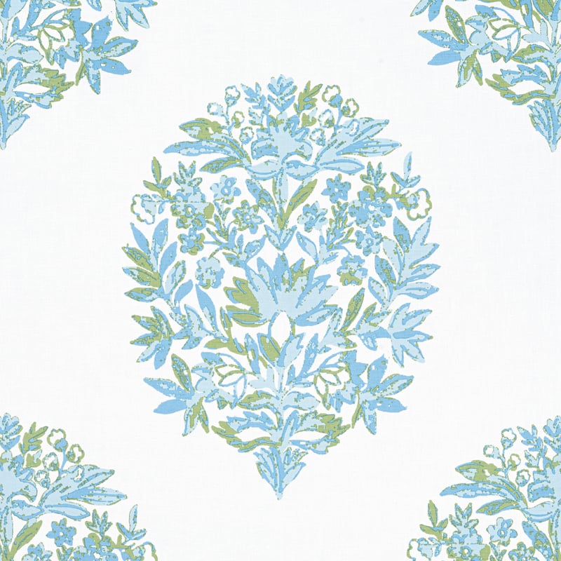 F914323 Thibaut Green and Spa Blue Fabric