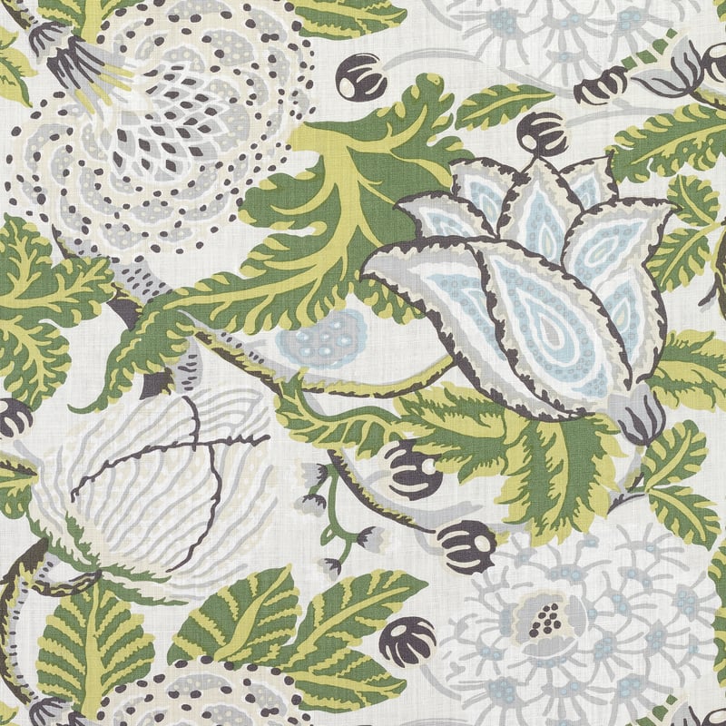 F92949 Thibaut Green and White Fabric