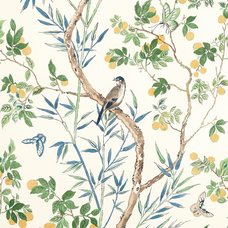 F942013 Thibaut Yellow and Navy Fabric