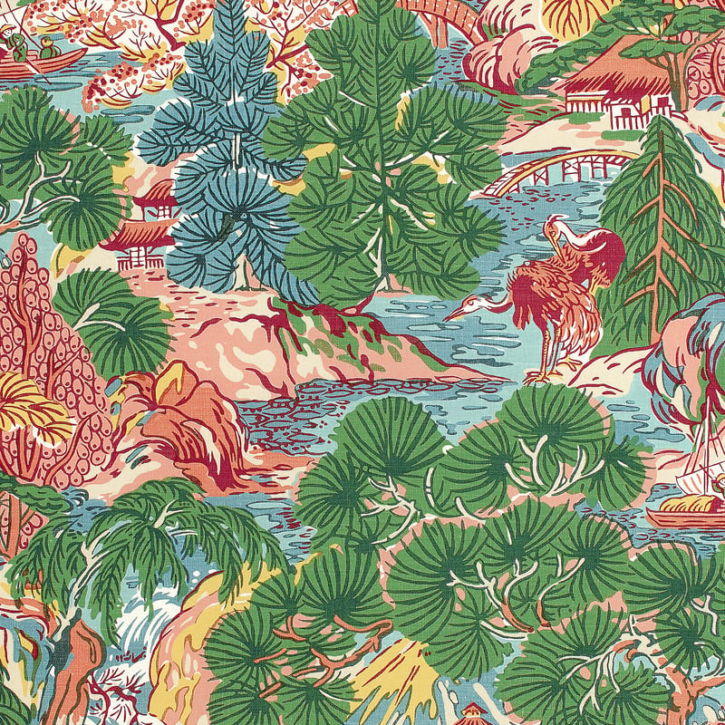 F942026 Thibaut Pink and Green Fabric
