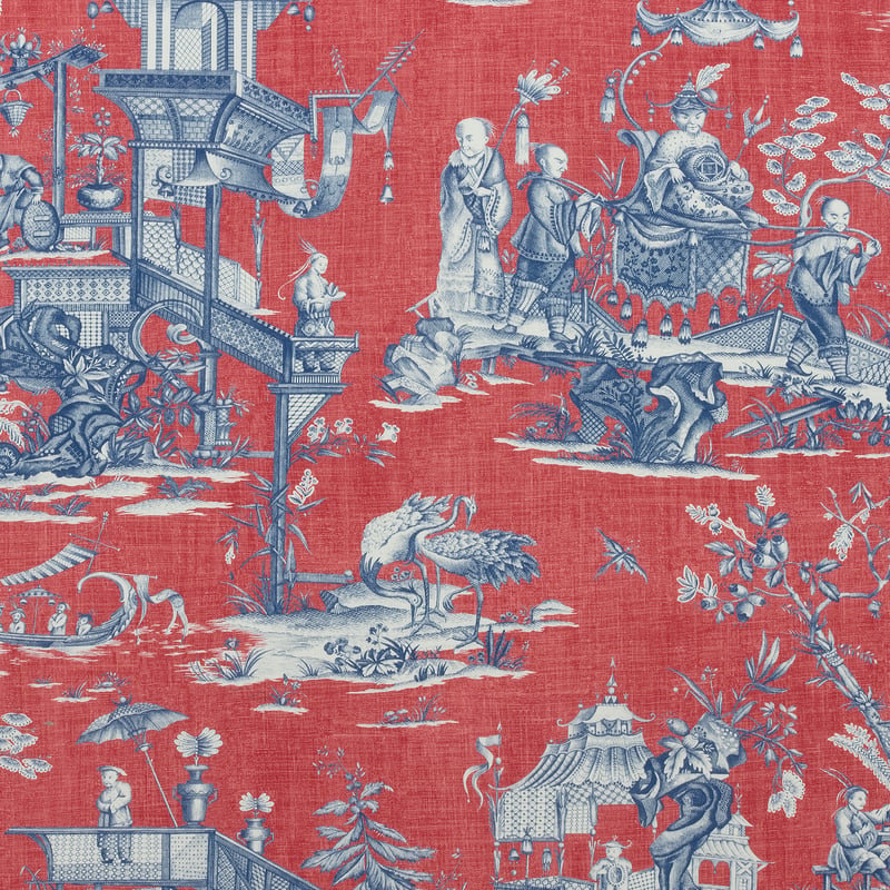F975466 Thibaut Red and Blue Fabric