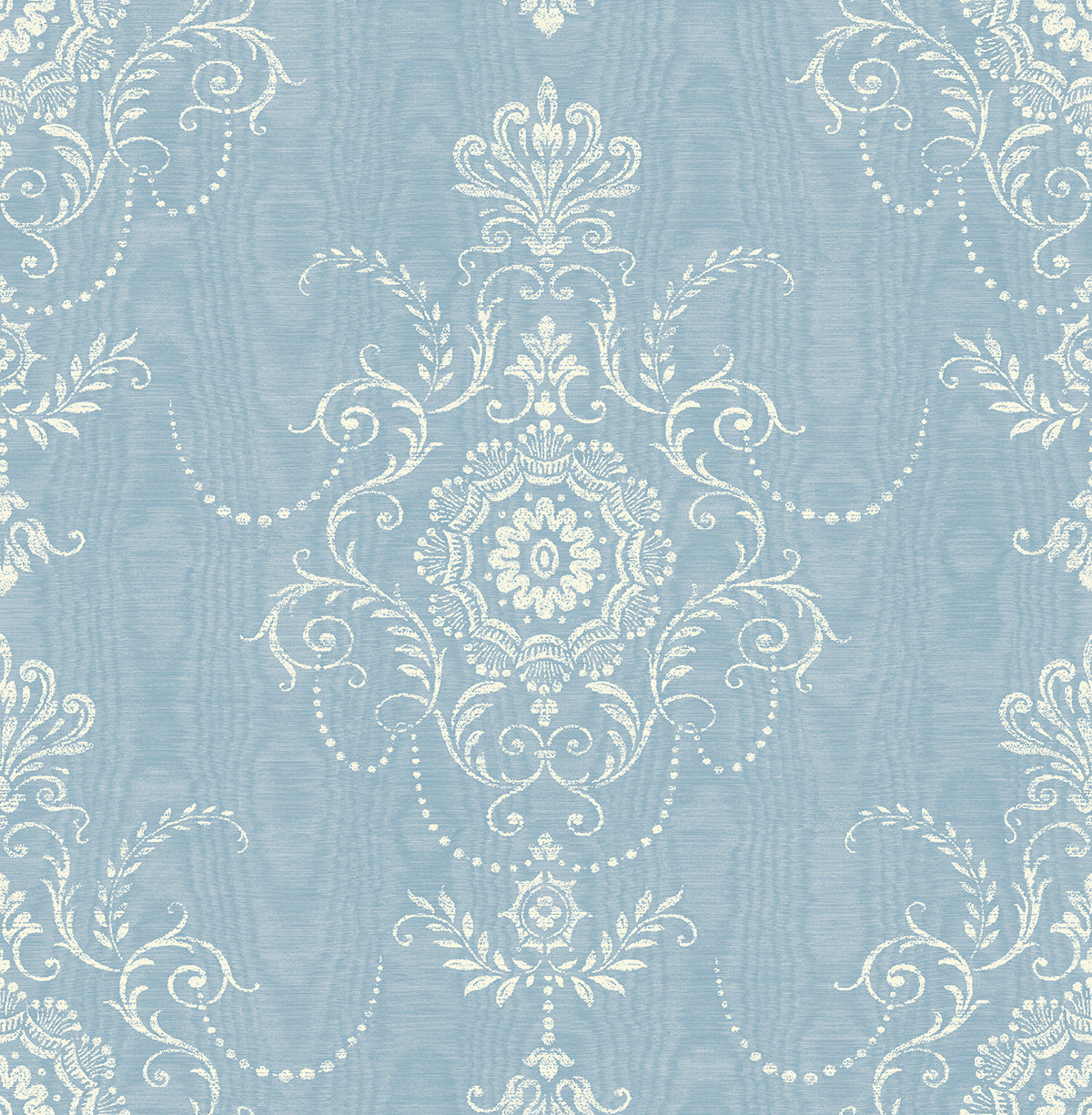 FC60302 Seabrook Designs French Country Wallpaper Colette Cameo Bleu Bisque