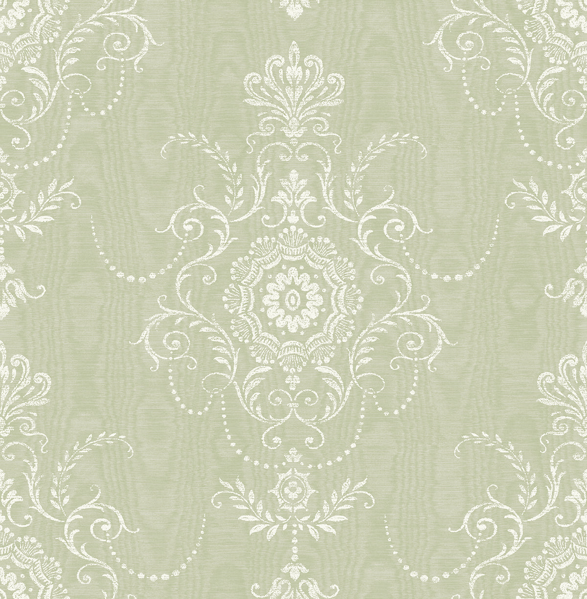 FC60304 Seabrook Designs French Country Wallpaper Colette Cameo Washed Green