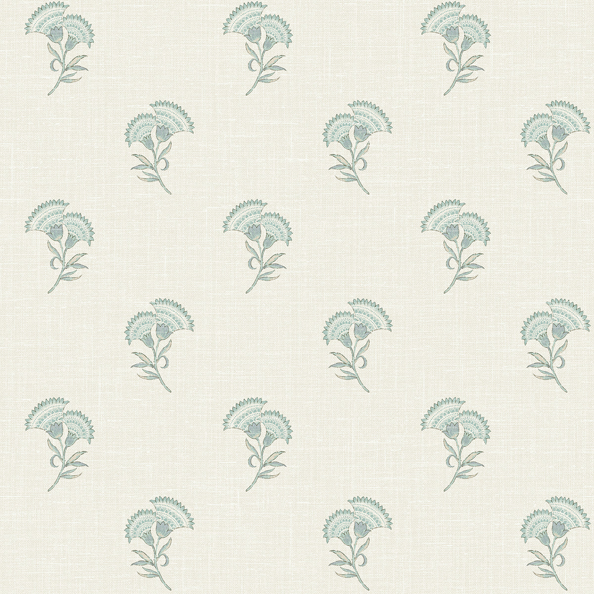 FC60808 Seabrook Designs French Country Wallpaper Lotus Branch Floral Minty Meadow & French Grey