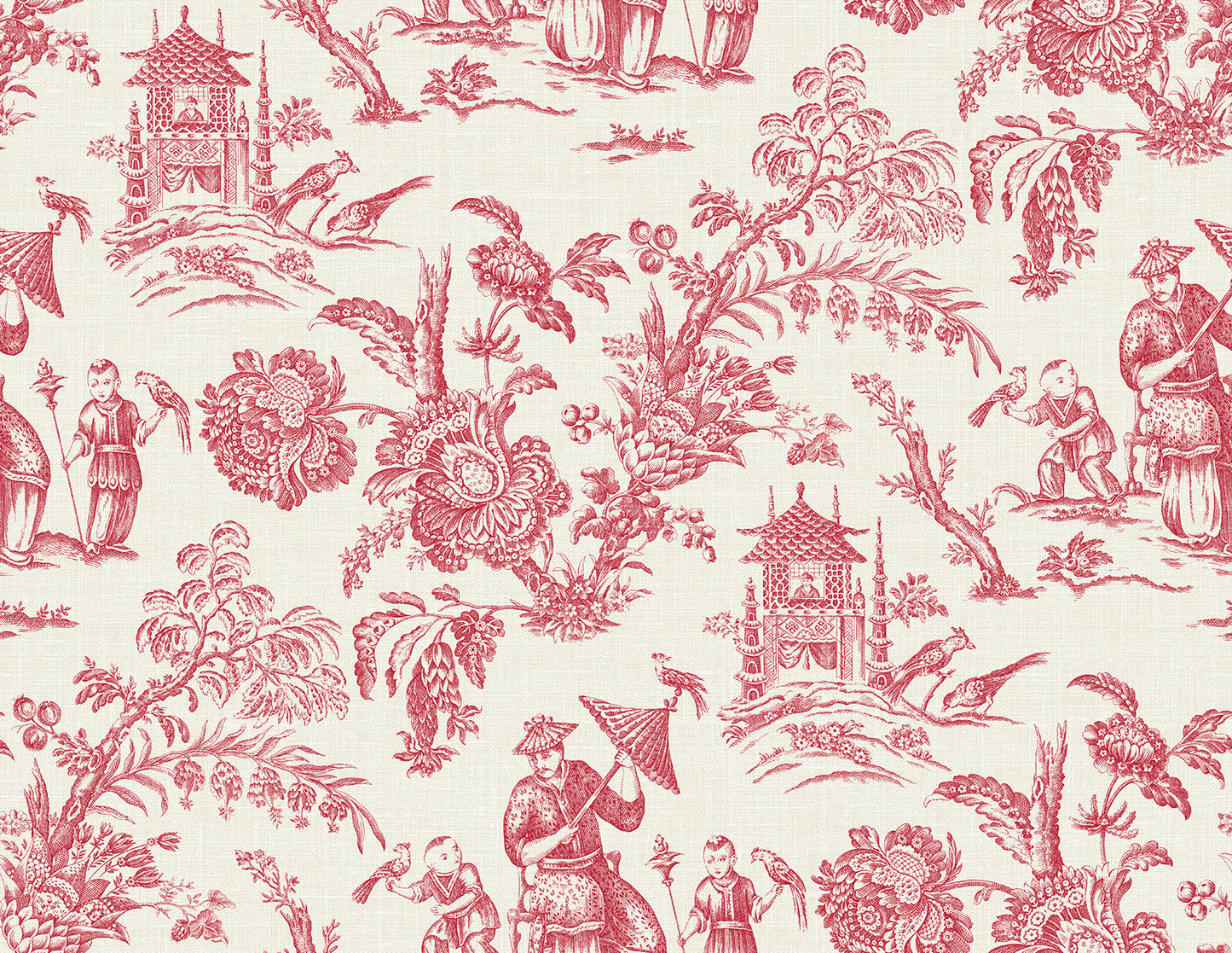 FC61801 Seabrook Designs French Country Wallpaper Colette Chinoiserie Antique Ruby