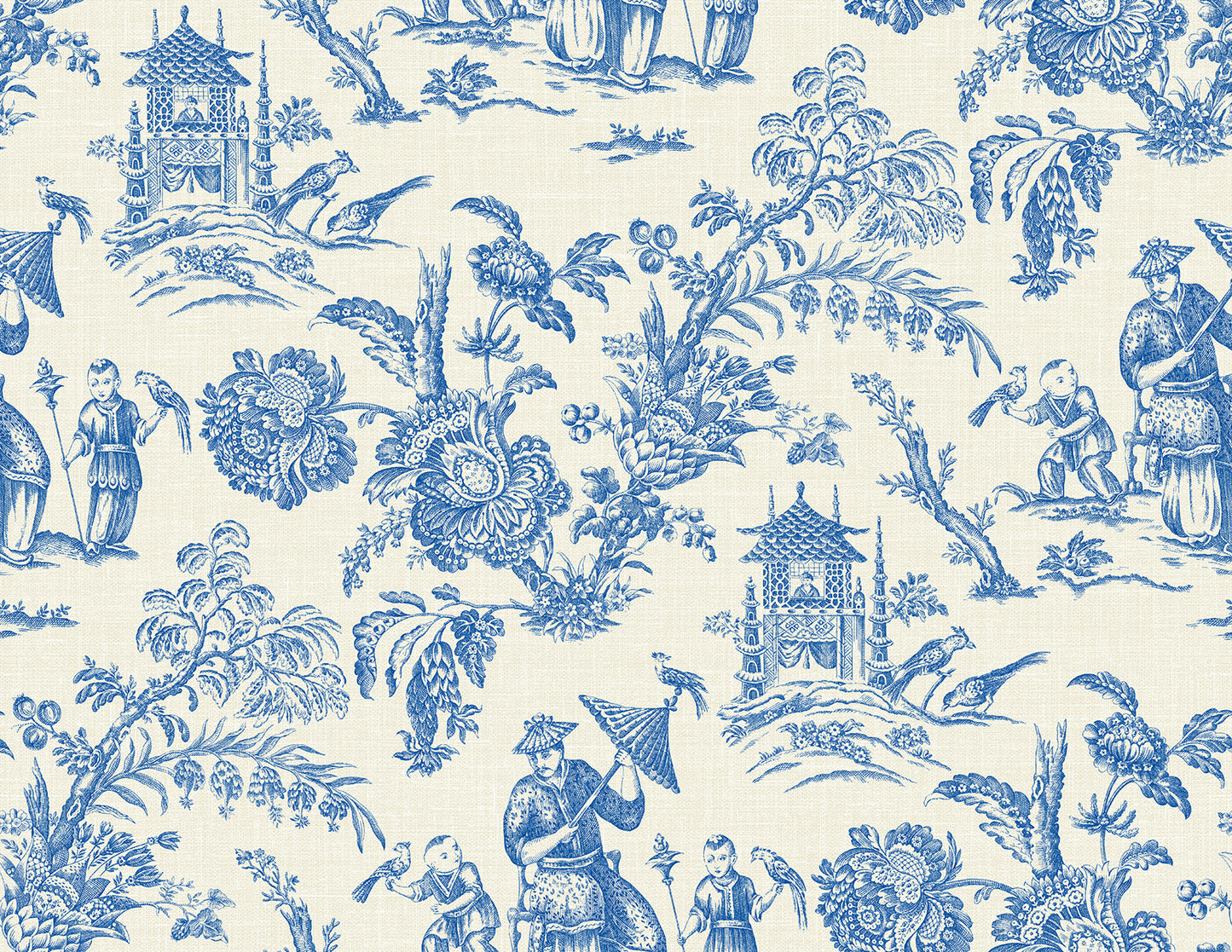 FC61812 Seabrook Designs French Country Wallpaper Colette Chinoiserie Denim Wash