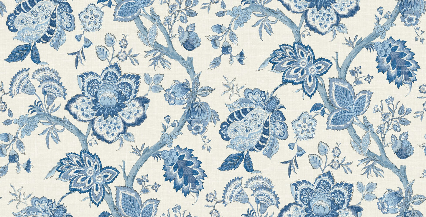 FC62602F Seabrook Designs French Country Fabric Bernadette Linen Fabric French Blue