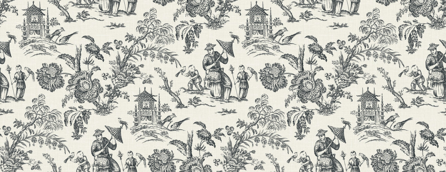 FC62800F Seabrook Designs French Country Fabric Chinoiserie Linen Fabric Poppy Seed