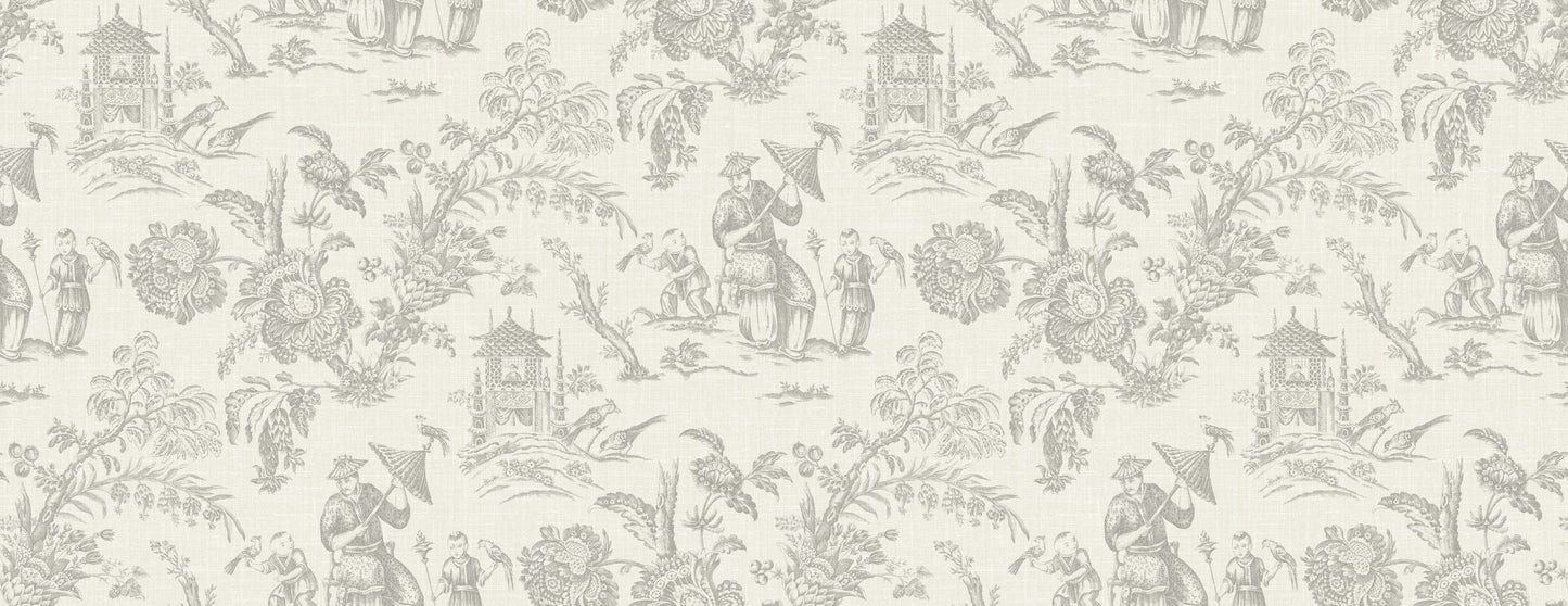 FC62808F Seabrook Designs French Country Fabric Chinoiserie Linen Fabric French Grey