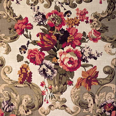 FD101/523-N101 FLORAL ROCOCO TAUPE MULBERRY Fabrics Drapery Upholstery