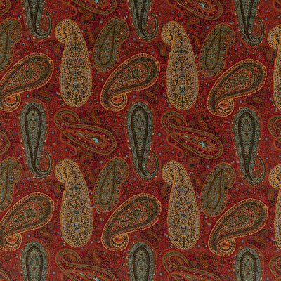 FD2002-R52 PEREGRINE PAISLEY VELVET TEAL/RED MULBERRY UPHOLSTERY