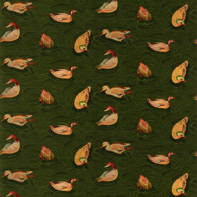 FD2024-S16 DUCK POND VELVET EMERALD MULBERRY Fabrics Drapery Upholstery