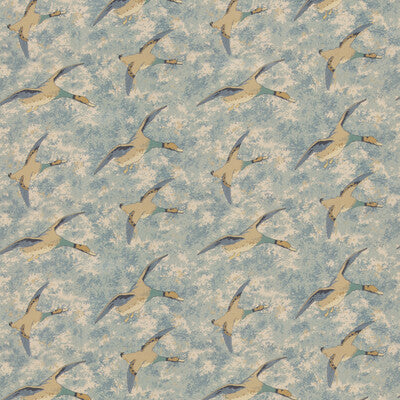FD2026-H101 FOREST DUCKS BLUE MULBERRY Fabrics Drapery Upholstery