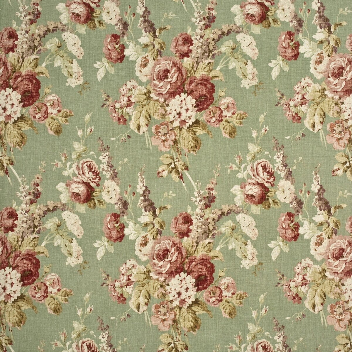 FD264-S38 VINTAGE FLORAL CORAL/SAGE MULBERRY Fabrics Drapery Upholstery
