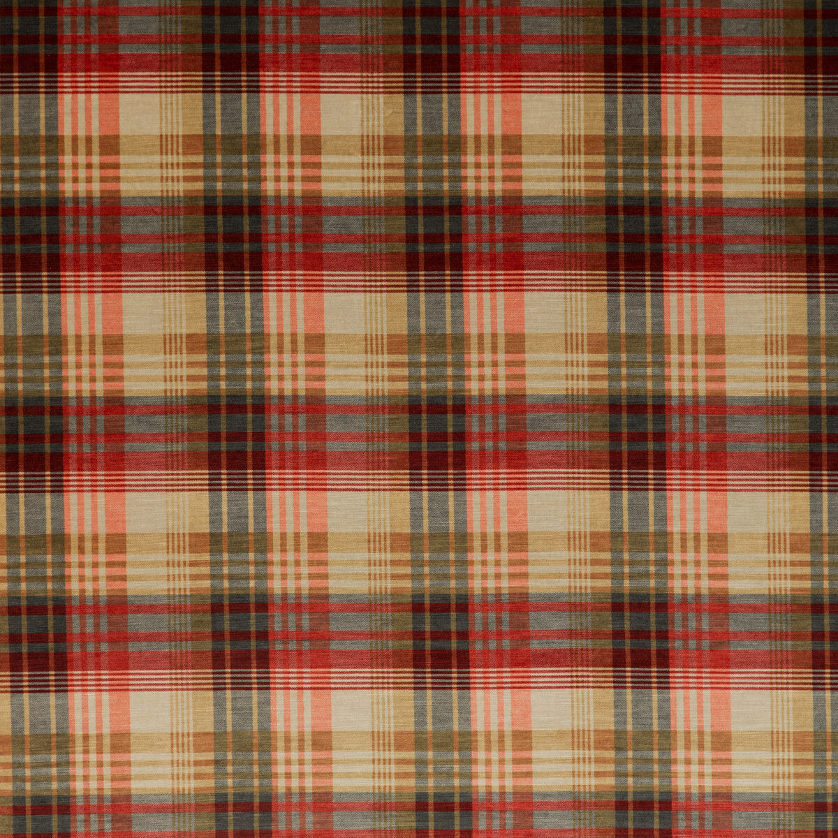 FD274-T30 VELVET ANCIENT TARTAN SPICE MULBERRY Fabrics Drapery Upholstery