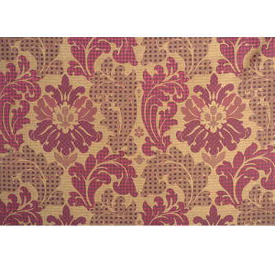 FD591-V55 PATCHWORK DAMASK SILK RUSSETT MULBERRY DRAPERY