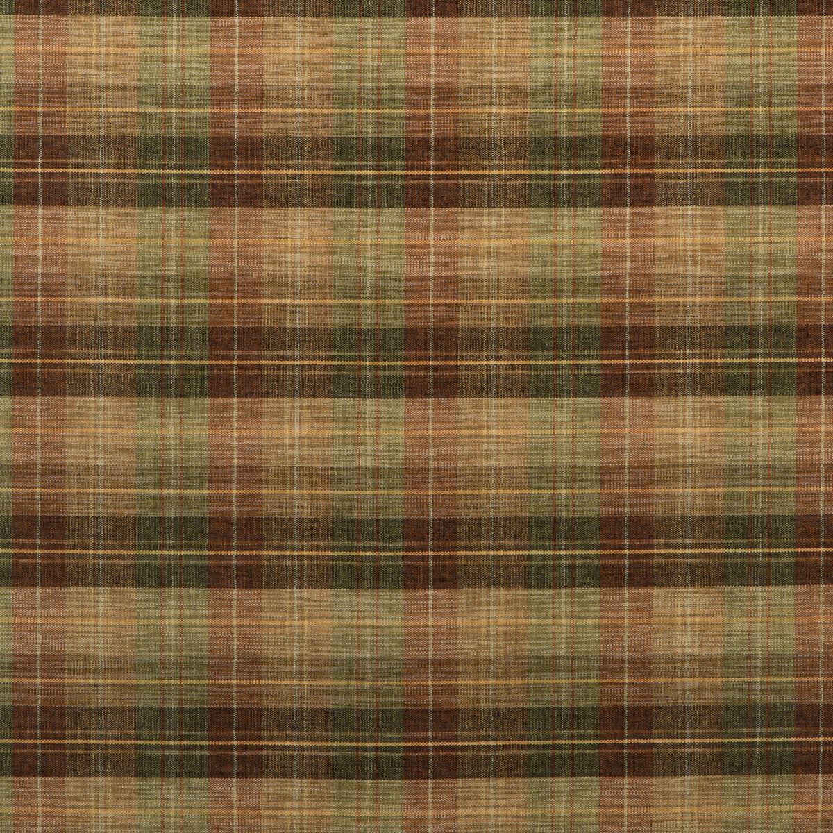 FD598-P13 CLAN CHENILLE BURNT ORANGE/GREEN/NUTMEG MULBERRY UPHOLSTERY