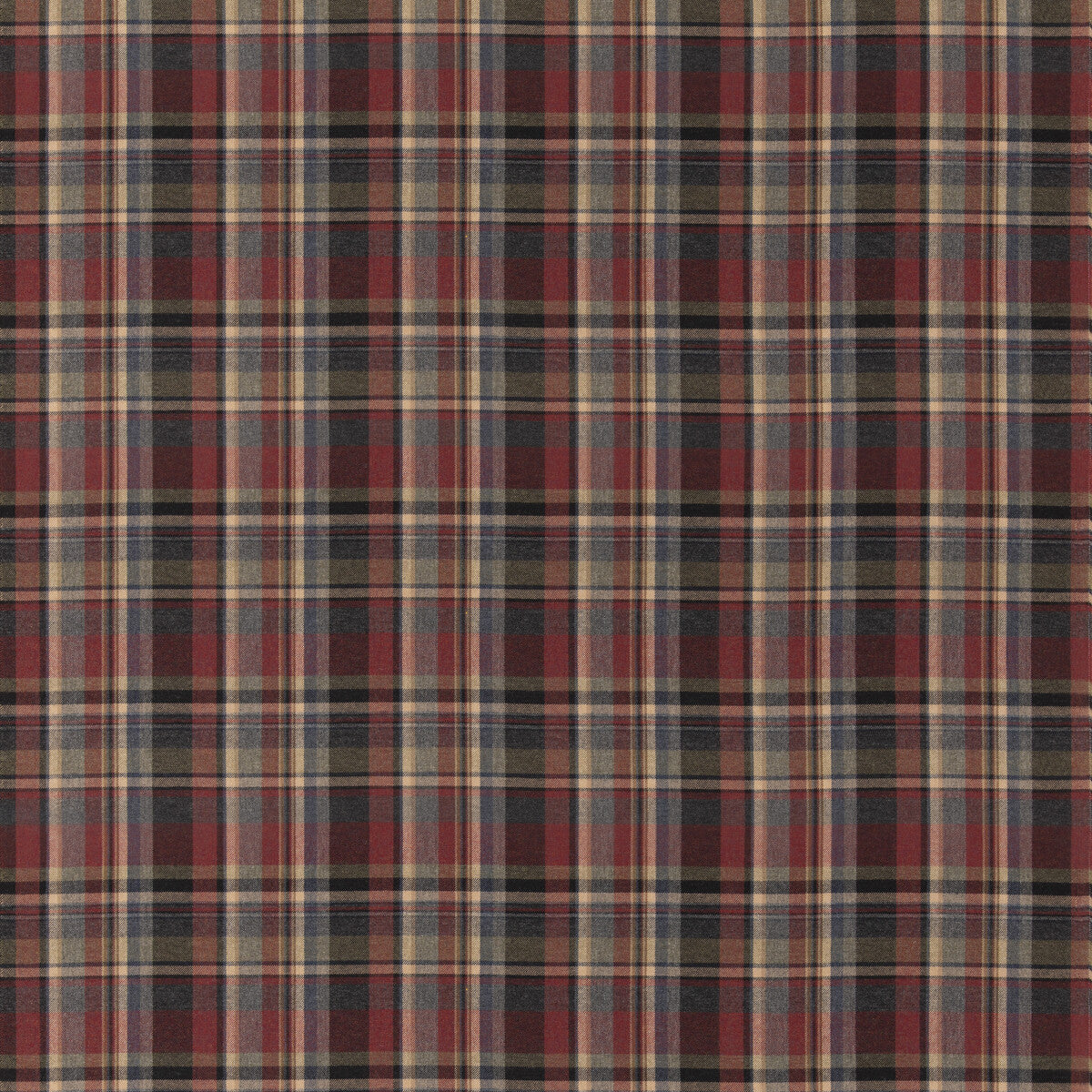 FD838-A44 LINDISFARNE PLAID CHARCOAL/RED MULBERRY Fabrics Drapery Upholstery
